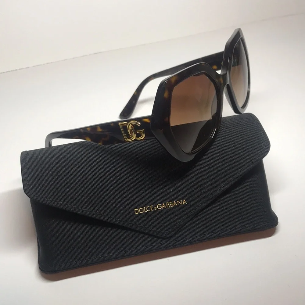 New Authentic Dolce & Gabbana DG4406 502/13 Gradient Brown Hexagonal Sunglasses